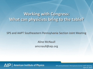 Working with Congress, What can physicists bring to the table?