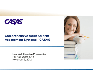 CASAS Webinar Presentation 11-5-12