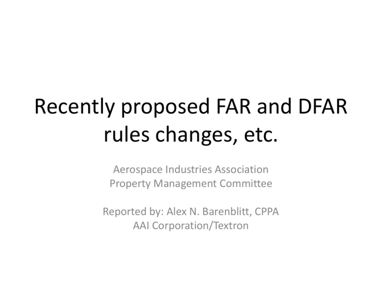 Recently Proposed FAR And DFAR Rules Changes