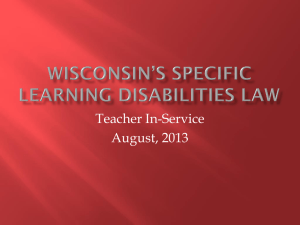 Wisconsin`s Specific Learning Disabilities Law Powerpoint