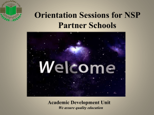 Orientation Sessions for NSP Partrner Schools