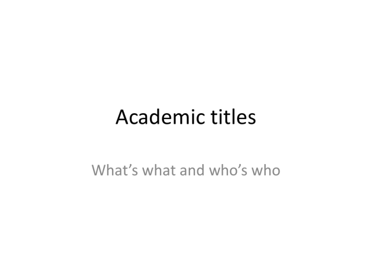 Academic Titles