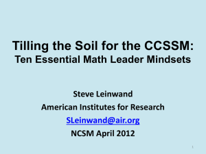 Tilling the Soil for the CCSSM: Ten Essential Math