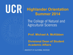 Dean`s Presentation at Highlander Orientation for Freshmen