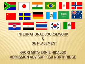 " International Coursework Evaluation and GE Placement" PPTX