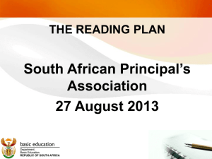 SAPA Presentation on Reading Plans