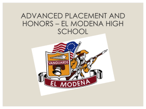 EL MODENA ADVANCED PLACEMENT AND HONORS PROGRAM