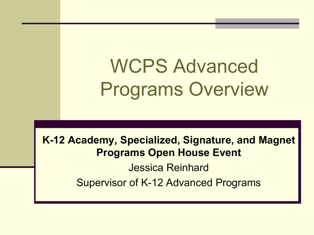 Advanced programmes