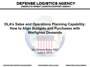 DLA`s Sales and Operations Planning Capability