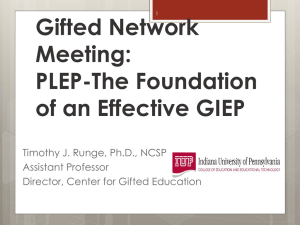 PLEP-The Foundation of an Effective GIEP