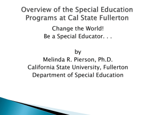 Overview of the Special Education Programs at Cal State Fullerton