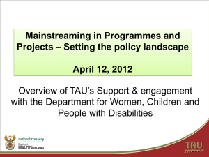 Mainstreaming in Programmes and Projects – Setting the