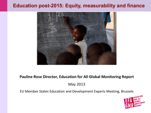 Education post-2015: Equity, measurability and finance