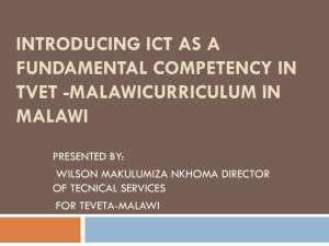 Introduction of ICT as a fundamental competency in TVET in Malawi
