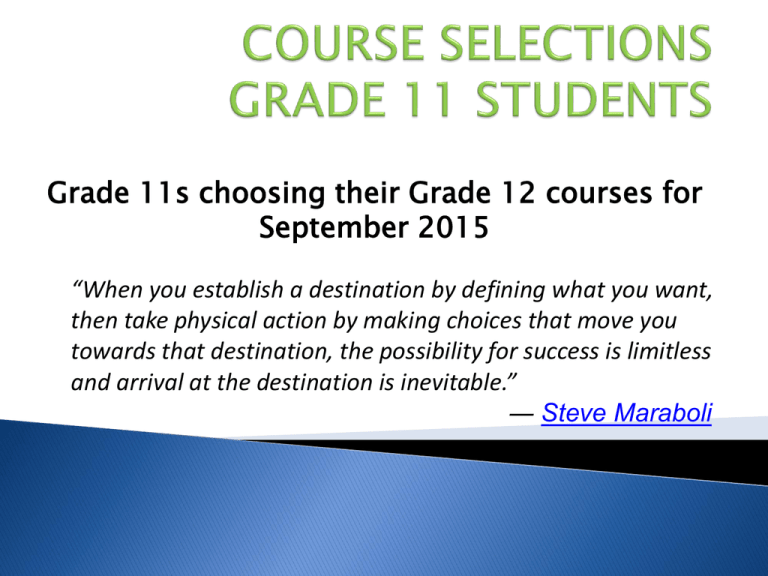 Grade 11 Course Selection