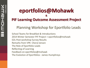 Presentation to Eportfolio Leads - Mohawk College Academic Plan