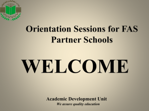 Orientation Sessions for FAS Partrner Schools