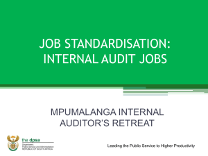 Job Standardisation: Internal Audit jobs