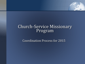 CSM Coordination Process for 2015