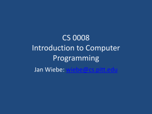 CS 0007 Introduction to Computer Programming