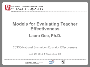 Models for Evaluating Teacher Effectiveness