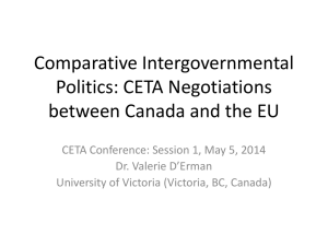 CETA Negotiations between Canada and the EU