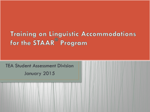 2015 Training on Linguistic Accommodations for the STAAR