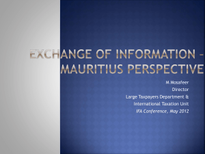Exchange of Information * Mauritius Perspective