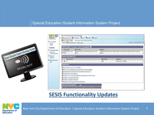 SESIS Functionality Updates