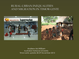 Rural- Urban Inequalities and Migration in Timor-Leste