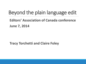 Beyond the Plain Language Edit - Editors` Association of Canada