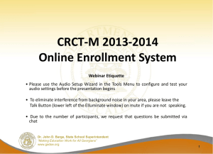 CRCT-M Enrollment System TestTime 2014