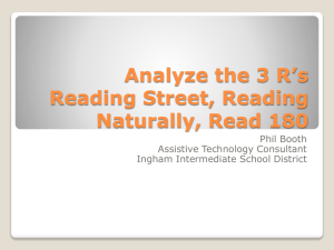 Analyze the 3 R*s Reading Street, Reading Naturally