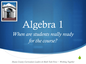 Algebra I - Shasta County Office of Education