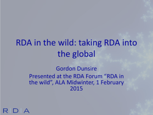 RDA in the wild - Gordon Dunsire