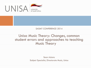 Unisa Music Theory Changes, common student errors etc