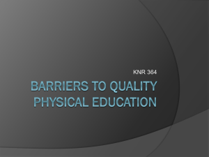 Barriers to Quality Physical Education