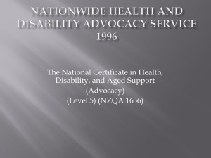 NZQA Qualifications - Health and Disability Advocacy