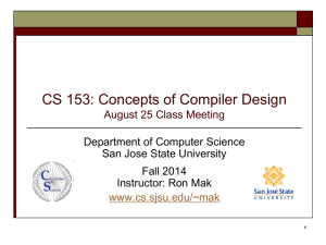 CS 153: Concepts of Compiler Design