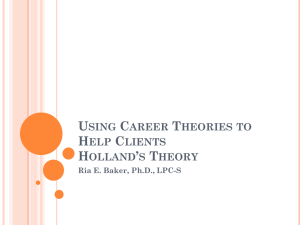 Using Career Theories to Help Clients Holland`s Theory Ria E
