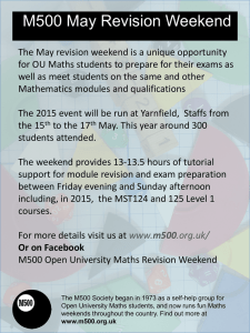 May Revision Weekend - The Open University
