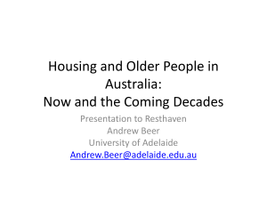 Housing and Older People in Australia: Now and the Coming Decades