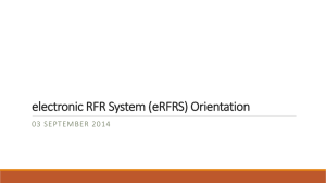 electronic RFR System (eRFRS) Orientation