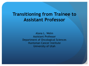 Transitioning from Trainee to Assistant Professor