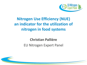 (NUE) an indicator for the utilization of nitrogen in food