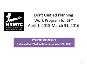 Dashboard for Draft SFY 2015-16 UPWP