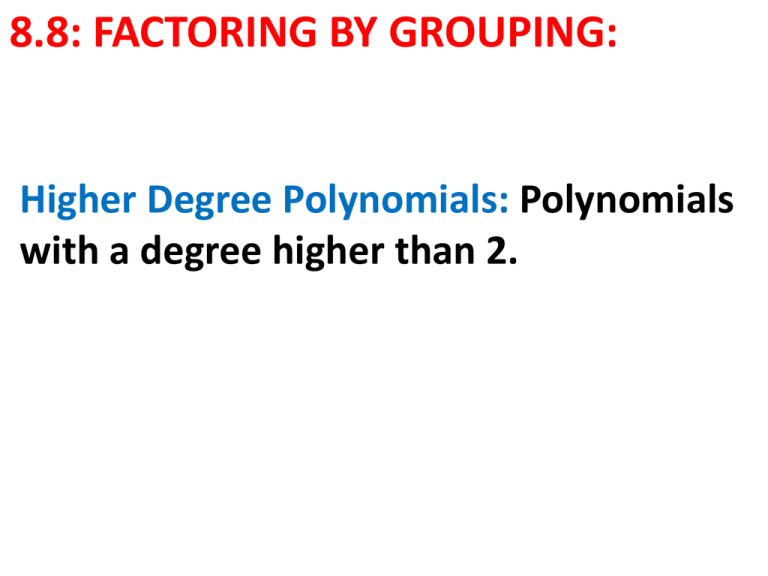 8 8 Factoring By Grouping