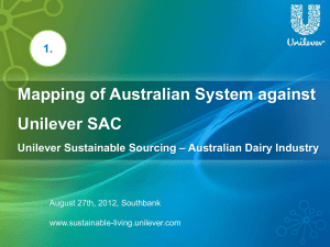 Mapping of Australian System against Unilever SAC Unilever