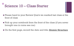 Science 10 * Class Starter - Mr. Lawson`s Website