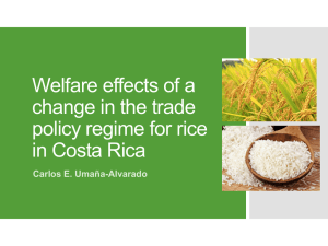 Welfare effects of a change in the trade policy regime for rice in